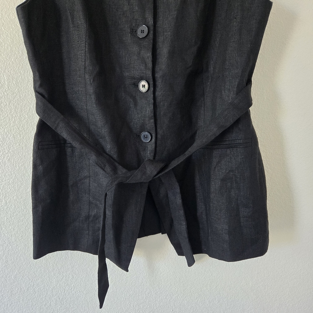 NWT DISSH Alessia Linen Vest Top in Black Size 6 US Tailored Longline Lined - Picture 5 of 16